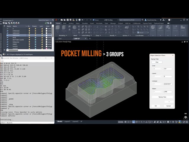 LAB05 - POCKET MILLING WITH 3 LWPOLYLINEs - HELICAL RAMPING