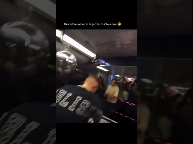 They turned Copenhagen's metro into a RAVE😂​​​#hardtechno #techno #technoremix #ravememes