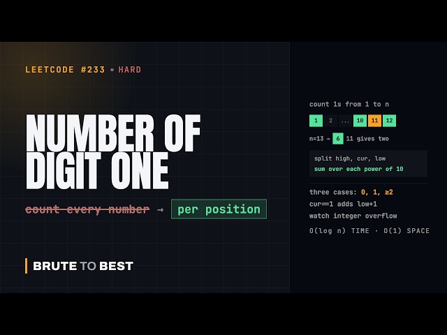 LeetCode #233: Number of Digit One — Counting Digits Without Looping