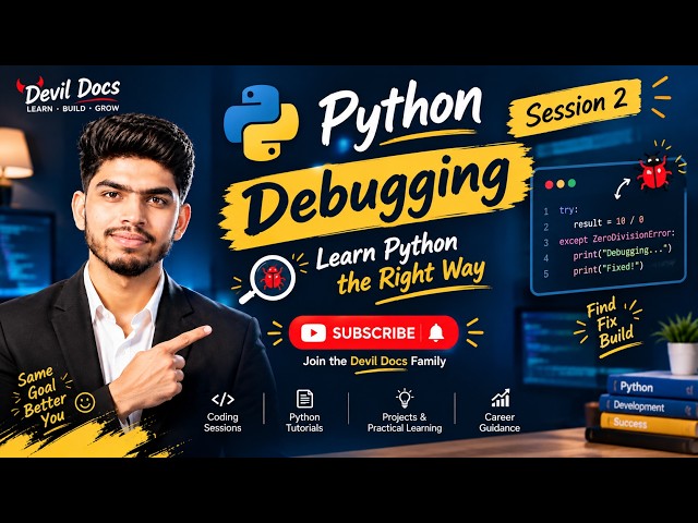 Python Debugging Masterclass 🐞 | Syntax, Runtime & Logical Errors @comewithdevil2530