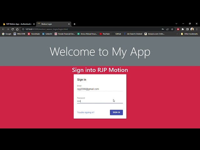 RJP Motion App – Authentication – Firebase console