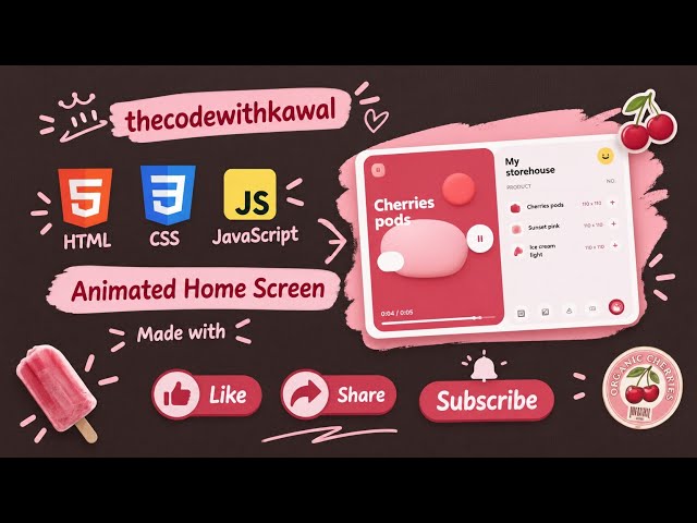 Animated Home Screen UI with HTML CSS JavaScript  Glassmorphism UI Design Tutorial ✔️