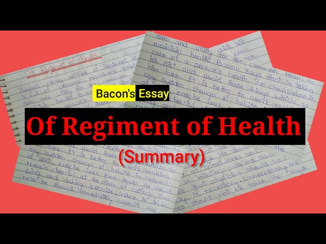 Of Regiment of Health by Francis Bacon | @englishstudynotes4515