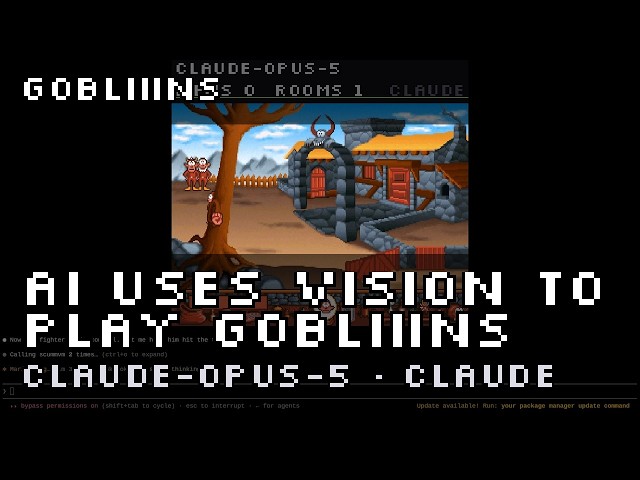 Claude Opus 5 uses vision to play Gobliiins