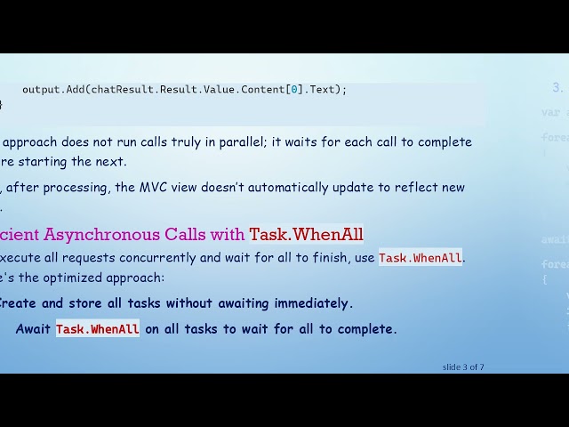 How to Handle Multiple Asynchronous OpenAI Calls and Update ASP.NET MVC Views