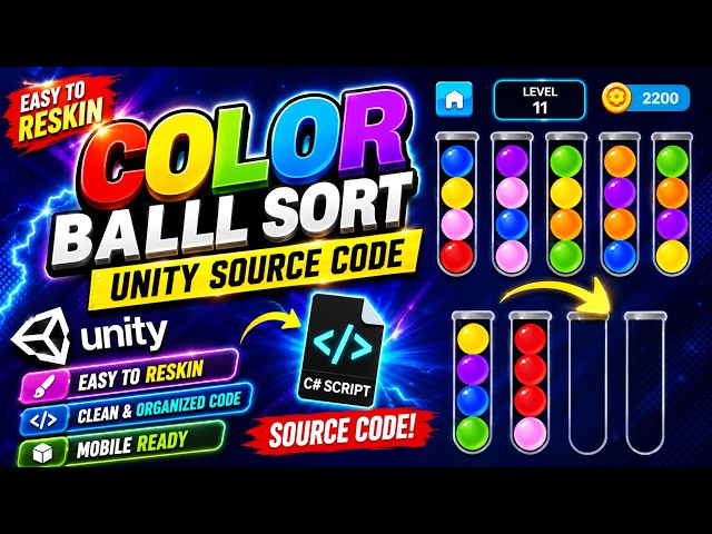 Color Ball Sort Unity Source Code | Unity Sorting Game Template | Unity Game Source Code