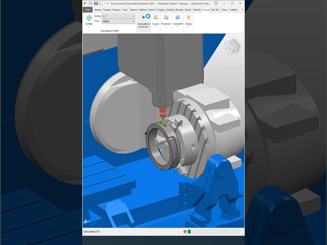 PowerMill 4-Axis Toolpath 04- #powermill #cnc #5axismachining #cncprogramming #5axis #4axis