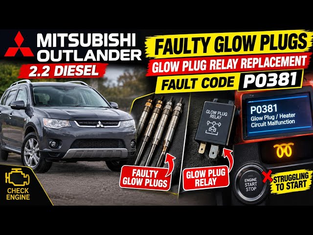 Mitsubishi outlander 2.2 diesel faulty glow plugs & glow plugs relay fuse change. Fault code P0381.