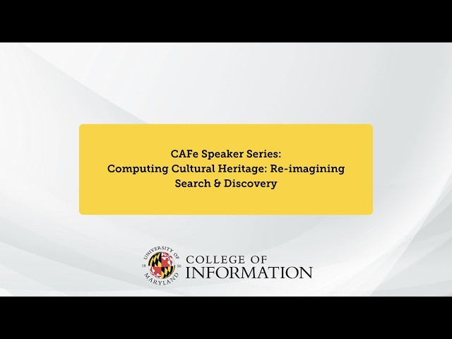 CAFe Speaker Series: Benjamin Lee - February 4, 2026 | UMD INFO College