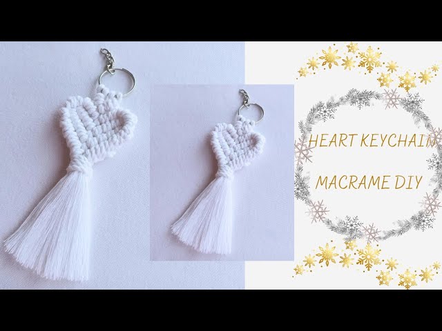 DIY Heart Keychain/How to Make Macrame Keychain 🤍🧵  / Easy keychain Tutorial
