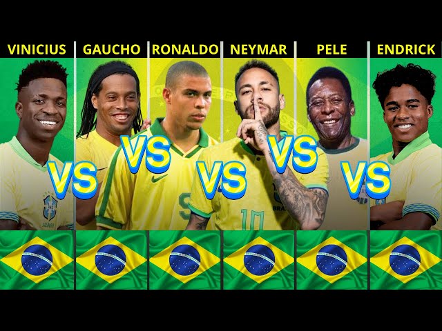Comparison: Pele vs Neymar vs Ronaldo Nazario vs Ronaldinho vs Vinicius Jr vs Felipe Endrick