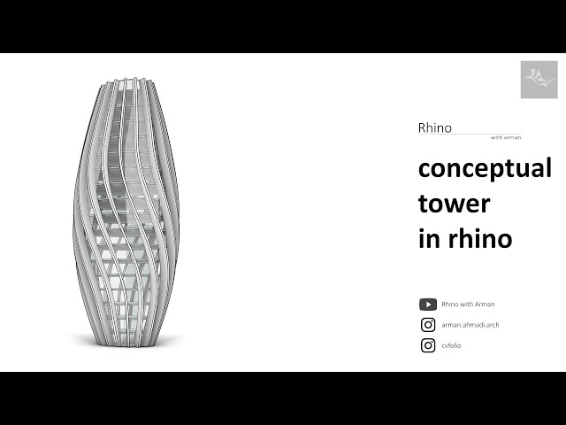 conceptual tower in rhino | spiral elements on facade in rhino