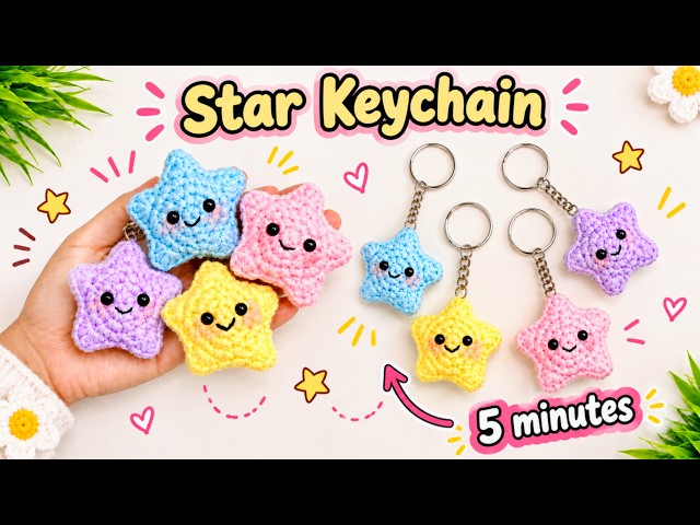 Make This Cute Crochet Star Keychain | Easy & Beginner Friendly Tutorial In 5 Minutes