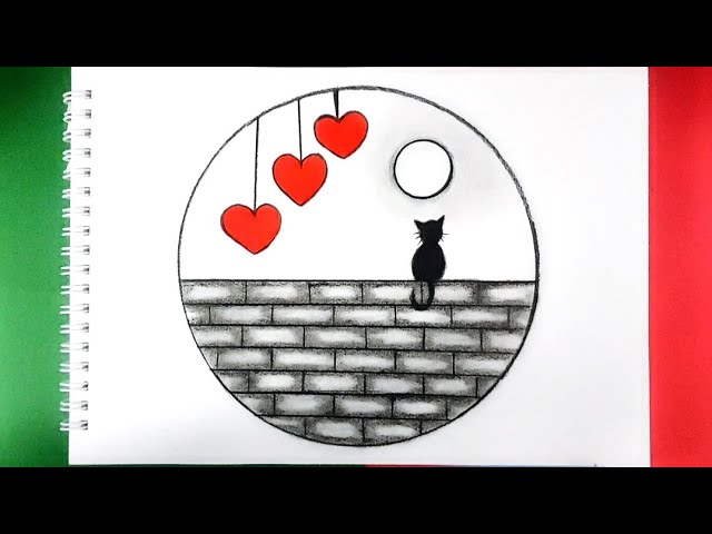How to Draw a Moon and Heart | Easy Circle Drawing Tutorial
