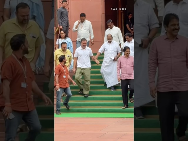 Rahul Gandhi with other MPs and Journalists at Parliament