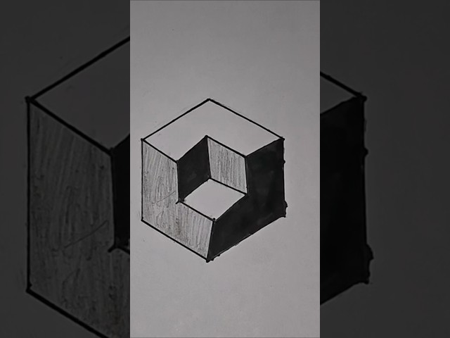 How to draw a simple 3D Cube 😱🤯#drawing #3d #howtodraw #tutorial #sketch #shorts