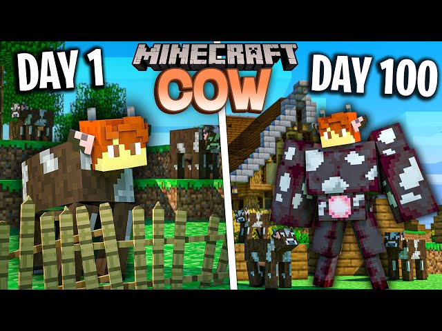 I survived 100 Days as a COW in Minecraft