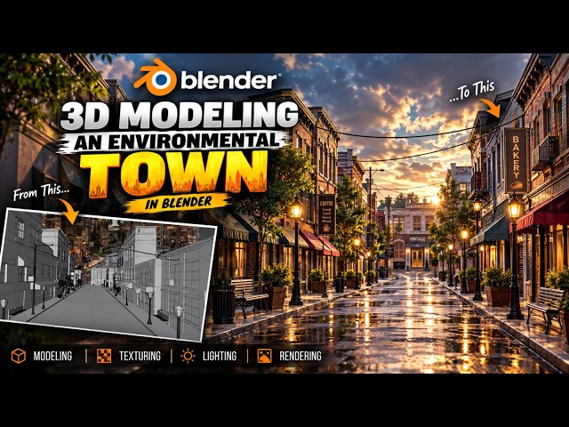How to Model a Realistic Town in Blender | 3D Environment Tutorial ( Part 15)