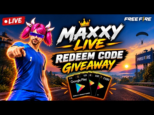 🔴FREE FIRE LIVE | REDEEM CODE GIVEAWAY 🎁| MAXXY LIVE | RANK PUSH | FF #shortslive #live #maxxylive