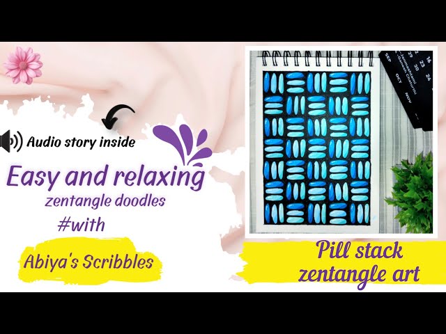 How to draw a pill stack zentangle art ✨🩵💙.... #abiyascribbles #zentangle #doodle