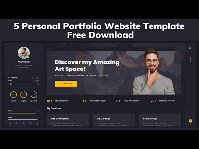 5 Personal Portfolio Website Template Free Download | HTML CSS JavaScript Portfolio Template 🌞2022