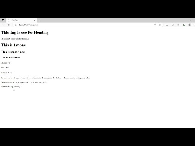 Intro to html tags