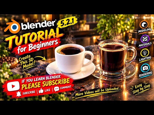 Blender 5.2.1 Tutorial for Beginners 🔥 | Create Your First 3D Model Step by Step!📽️011