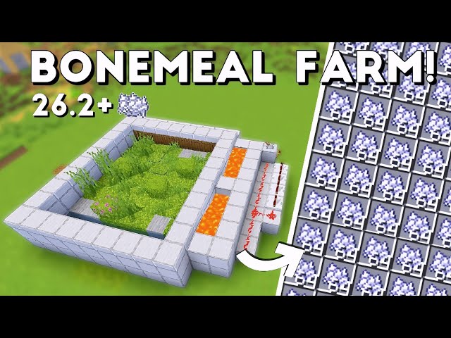 NEW EASIEST BONEMEAL FARM Minecraft Java 26.2+ | 1100+ Bonemeal Per Hour