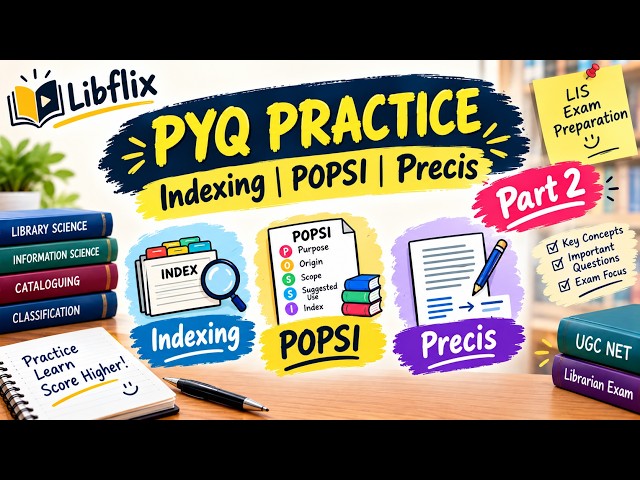 LIS PYQ Practice | Indexing, POPSI & Precis | Library Science | Part 2 #ssblibrarian