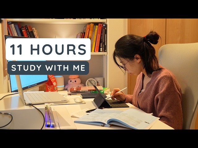 full day 11-hour study with me・rain sounds ☔・pomodoro 50-10 ⏲️