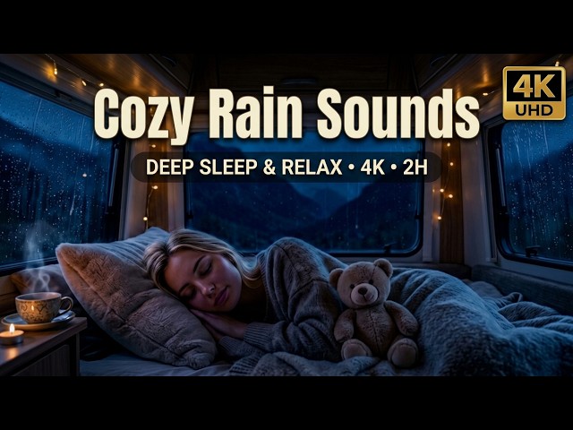 4K Cozy Rain Sounds & Sleep in an Alpine Campervan 🌧️☕ Deep Sleep & Mountain Ambience 2H