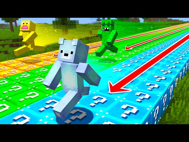Minecraft, But Running Spawns LUCKY BLOCKS...