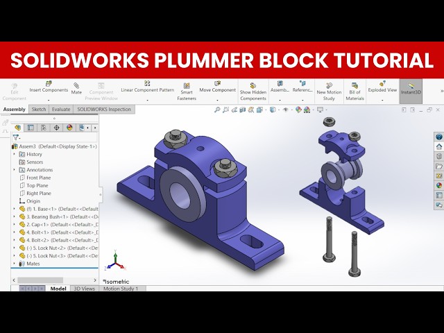 Plummer Block tutorial in SolidWorks | Part 1/2 - Part Modeling