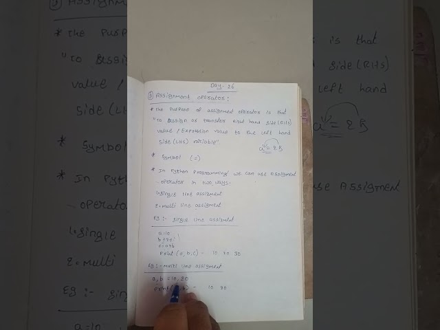 Assignment operator in python DAY-26