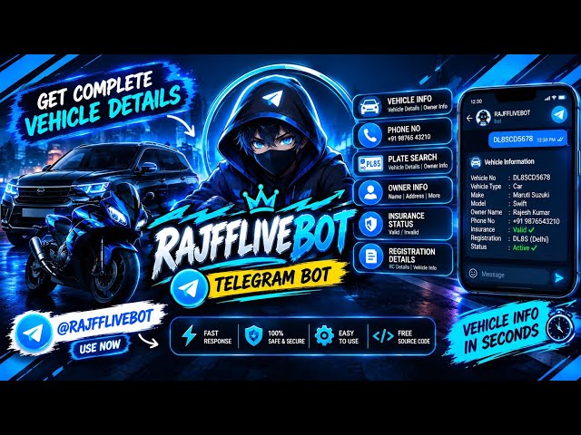 Vehicle Info Telegram Bot 🤖 | Vehicle Number Se Details | RAJFFLIVEBOT | Free Bot Code | RAJBOTS #2