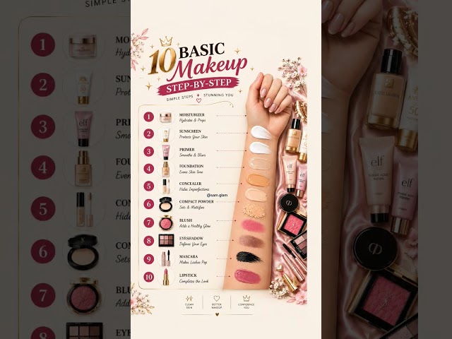 10 Simple Make-up Steps | Makeup Guide For Beginners 💫💄 #makeuptips #beauty #makeuptutorial