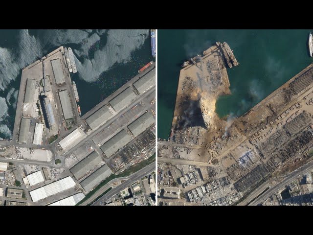 Satellite images show scale of Beirut blast