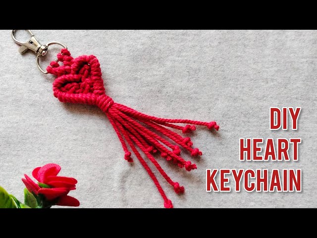 Easy Macrame Heart Keychain 💕 | Perfect Valentine’s Day Gift | Step by Step Tutorial for Beginners