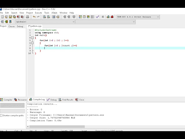 How to print star pattern in c++-1