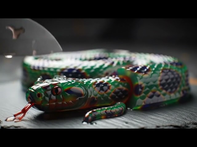"Satisfying Knife Cuts a Lifelike Gelatin Snake 🐍 | Hyper-Realistic ASMR in 4K Macro"