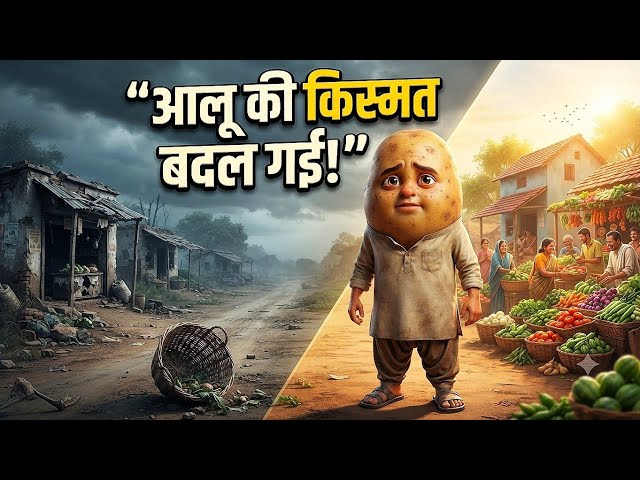 Gareeb Aloo Ne Mehnat Se Badli Apni Kismat 😭❤️ | Motivational Story | Hindi Cartoon #aistory #ai 