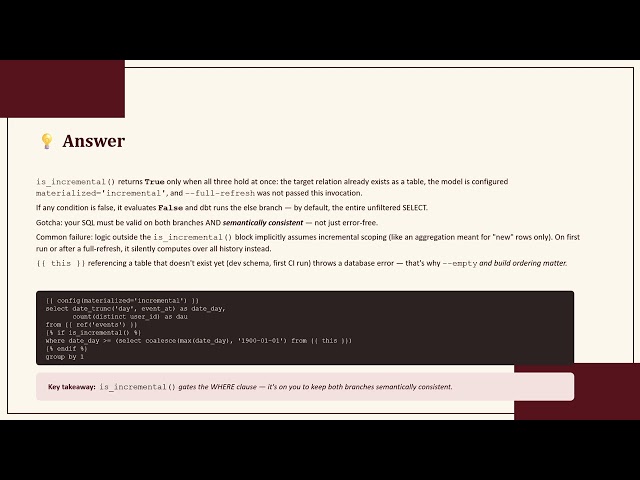 DBT Incremental Models Explained | Data Engineering Interview Questions
