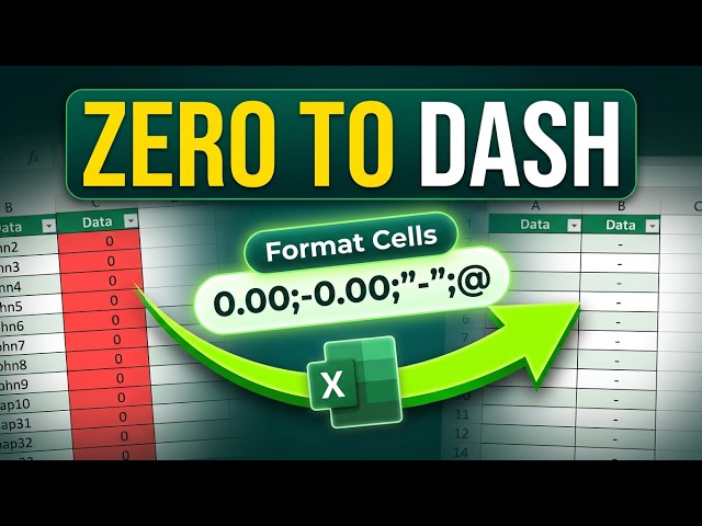 How to Hide or Replace Zero in Excel with Dash or N/A