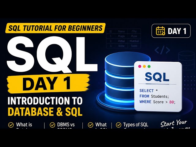 SQL Tutorial for Beginners | SQL Day 1 | Database, DBMS & RDBMS Explained