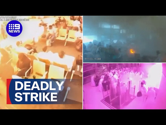 Shocking CCTV of Saudi Arabia airport attack | 9 News Australia