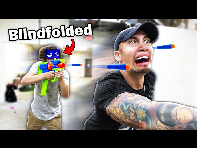 EXTREME Nerf Gun Manhunt…But the Hunter is BLINDFOLDED