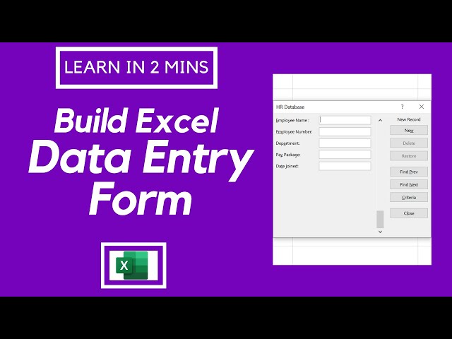 How to create Easy Data Entry Forms in Excel in 2022