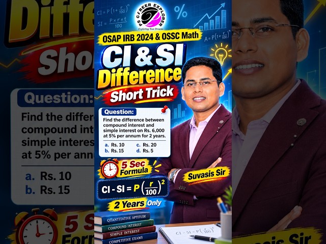 CI & SI Difference Short Trick | OSAP IRB 2024 & OSSC Math | Suvasis Sir