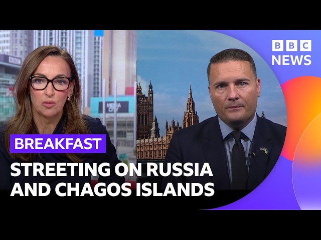 Defence secretary criticises Russian disinformation, and says UK will review Chagos Islands deal