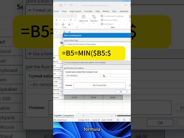 Find the Lowest Prices in Excel Automatically | Excel Formula🔎